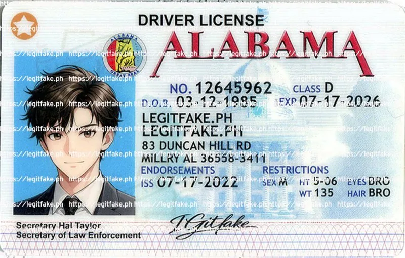 Alabama ID - usa al Fake ID - Image 1