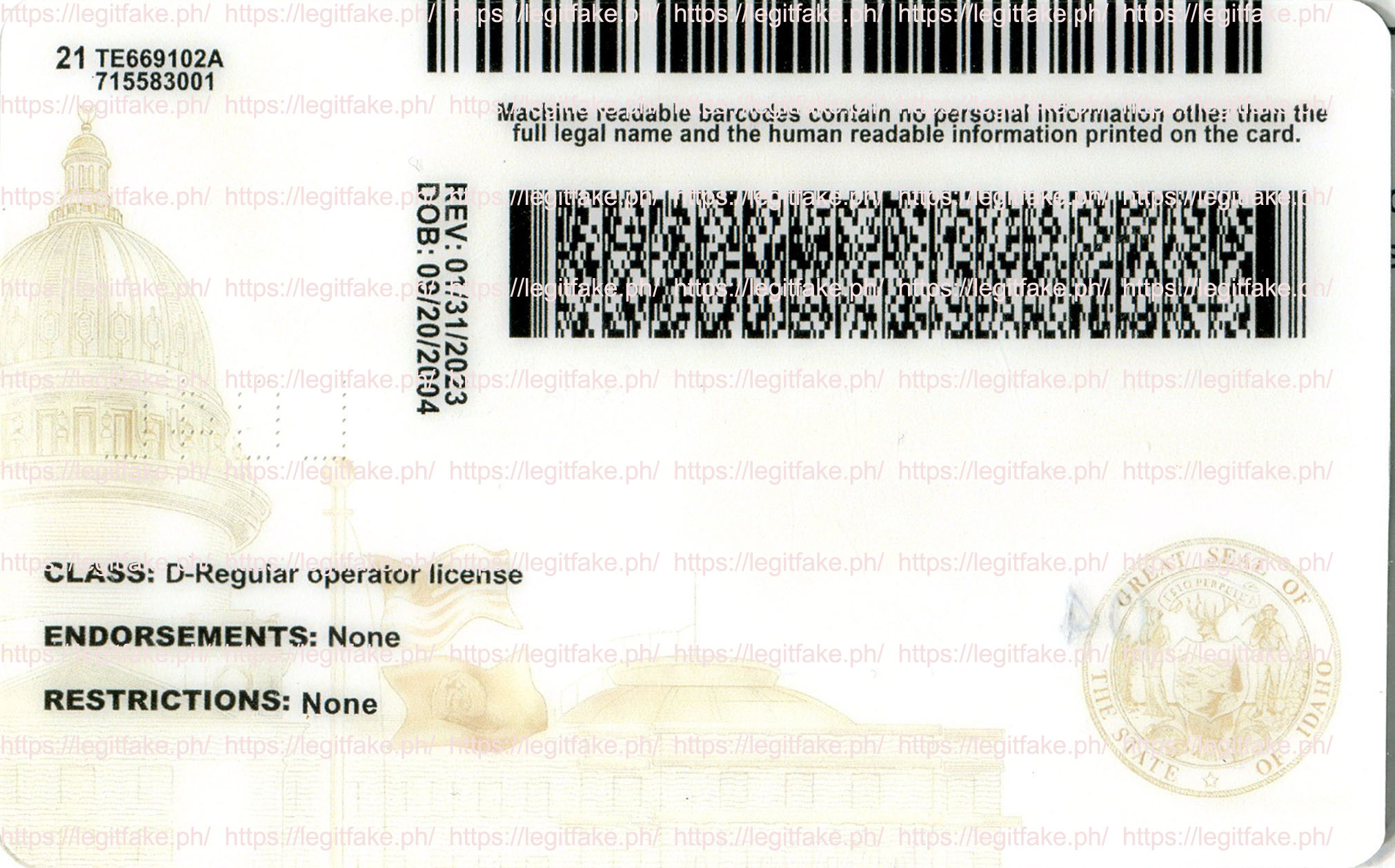 Idaho ID - usa id Fake ID - Image 3