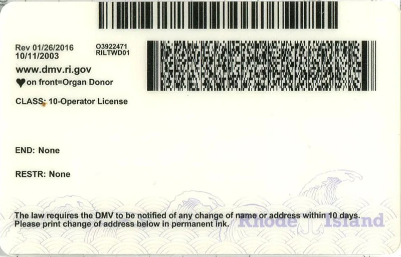 Rhode Island ID - usa ri Fake ID - Image 2