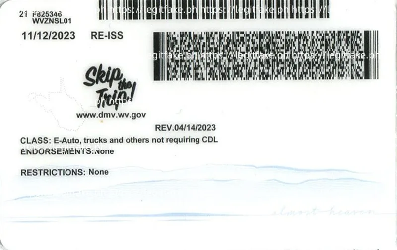 West Virginia ID - usa wv Fake ID - Image 2